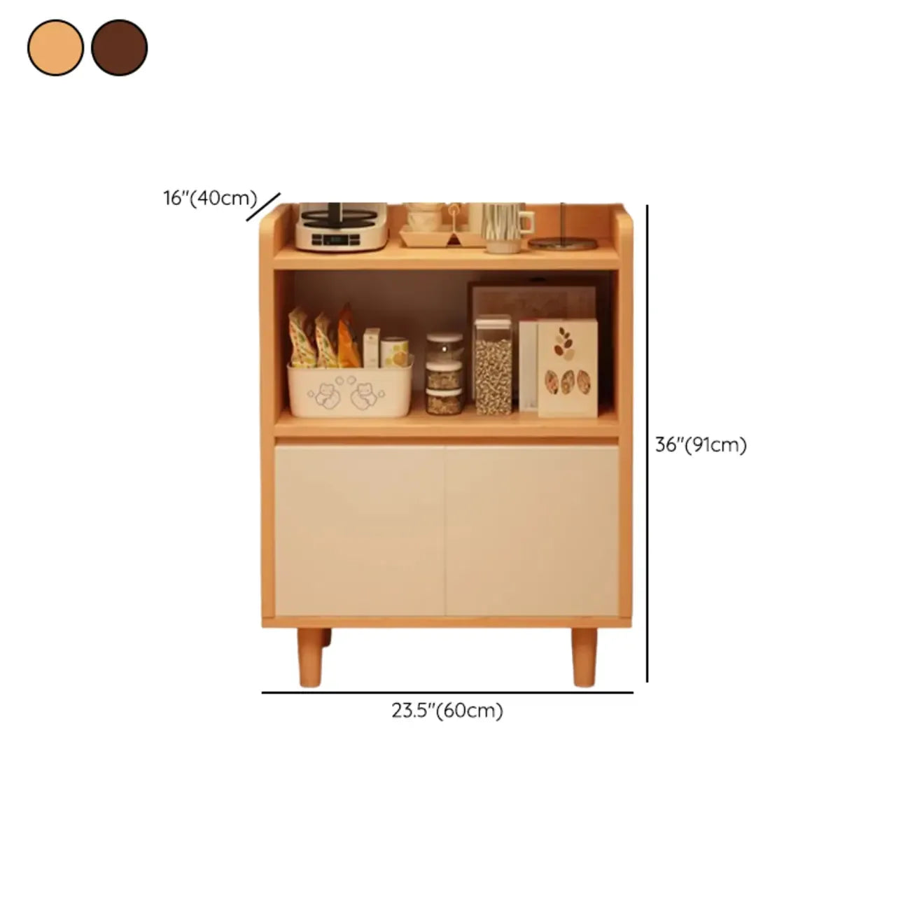 Buffet étroit et moderne en bois pour un rangement élégant