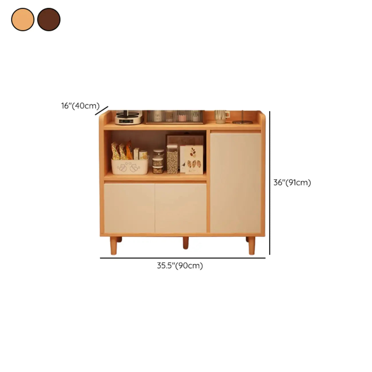 Buffet étroit et moderne en bois pour un rangement élégant