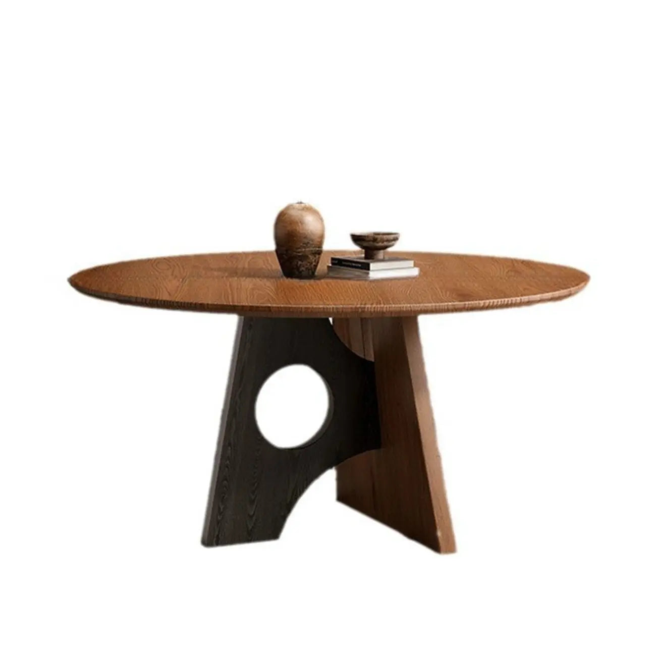 Table de salle à manger moderne ronde en bois sur pied central