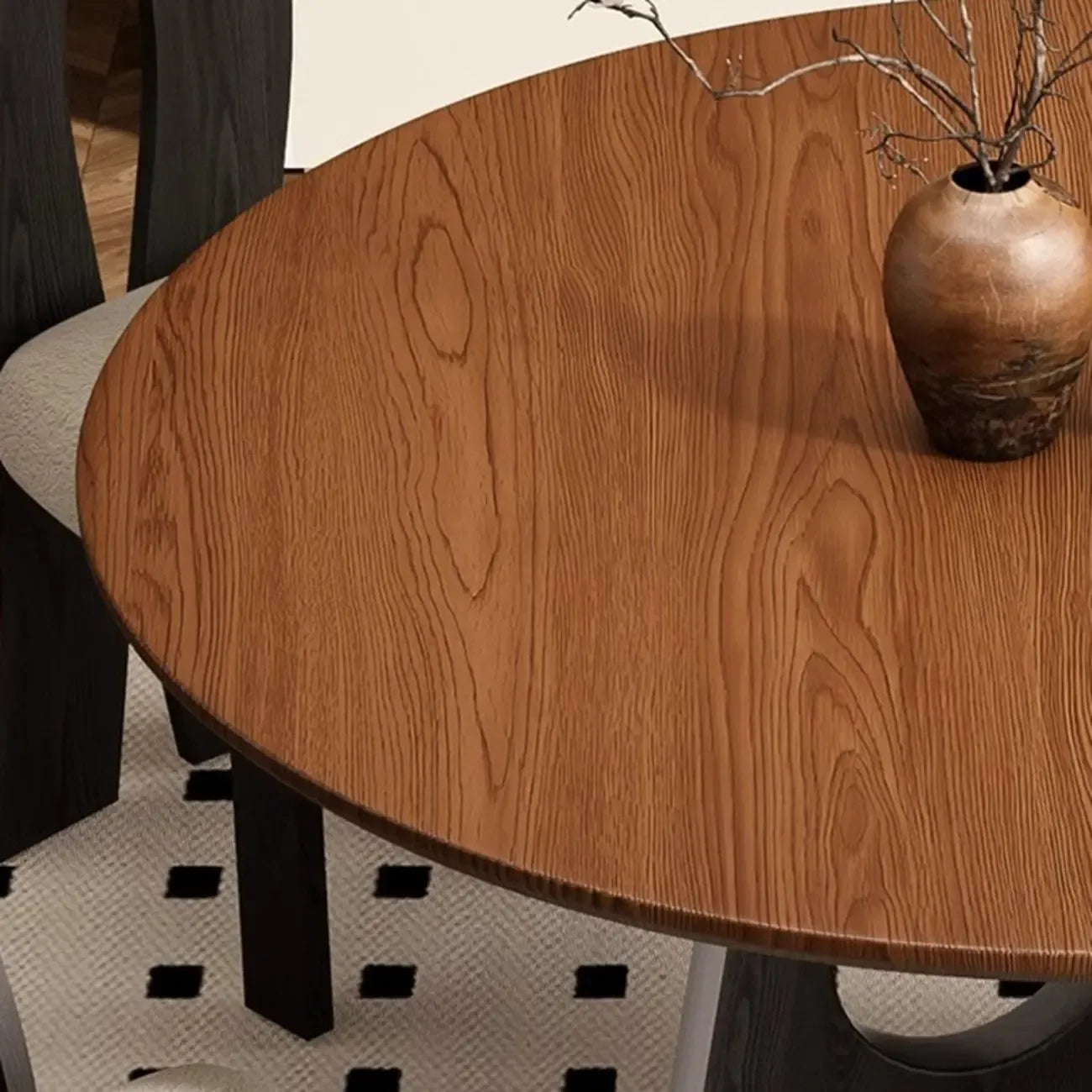 Table de salle à manger moderne ronde en bois sur pied central