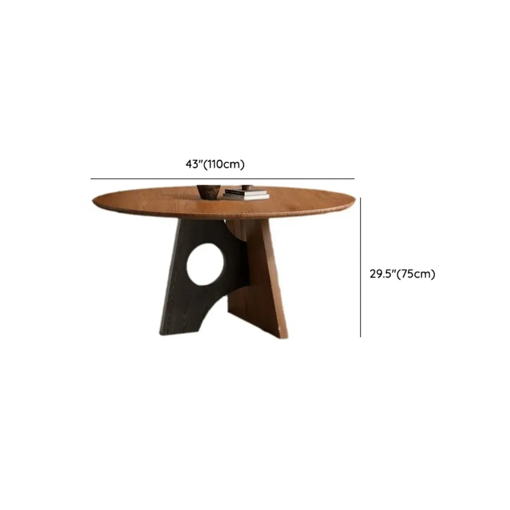 Table de salle à manger moderne ronde en bois sur pied central