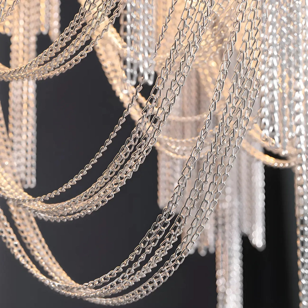 Lampe de table décorative contemporaine à chaîne argentée