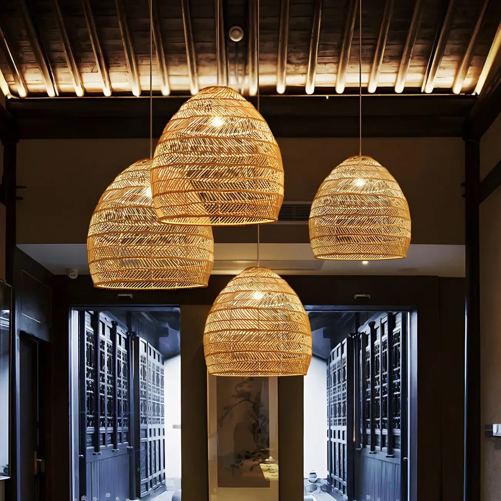 Suspension en rotin oriental pour salle à manger