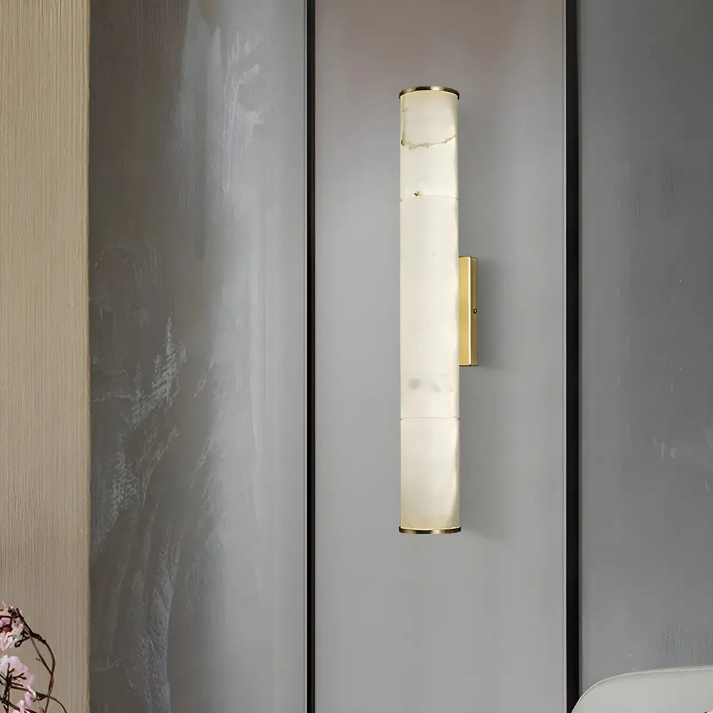 Applique murale LED cylindrique moderne en pierre à intensité variable pour chambre
