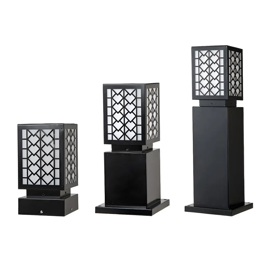Éclairage paysager solaire carré moderne en métal noir