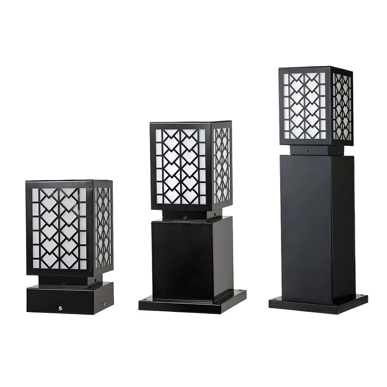 Éclairage paysager solaire carré moderne en métal noir