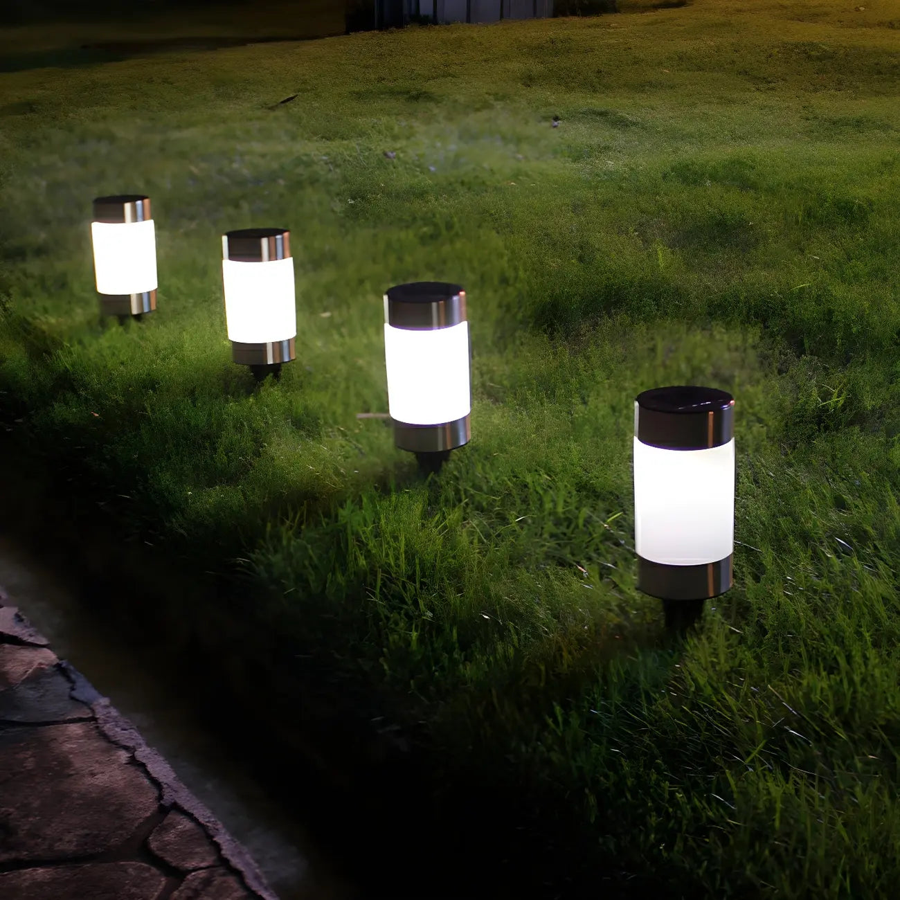 Éclairage paysager étanche à LED cylindrique en acier inoxydable