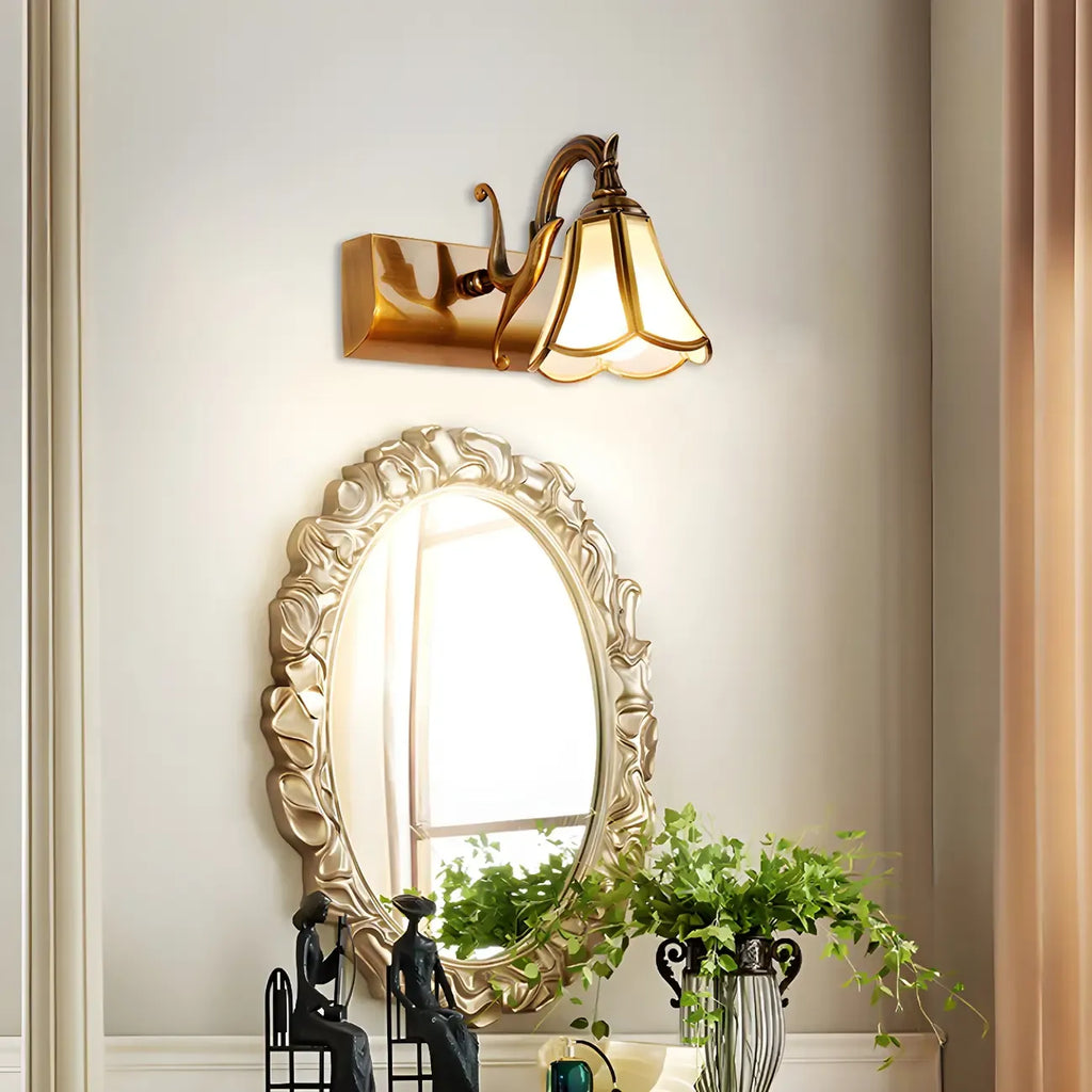 Applique murale traditionnelle en laiton en forme de fleur pour salle de bain