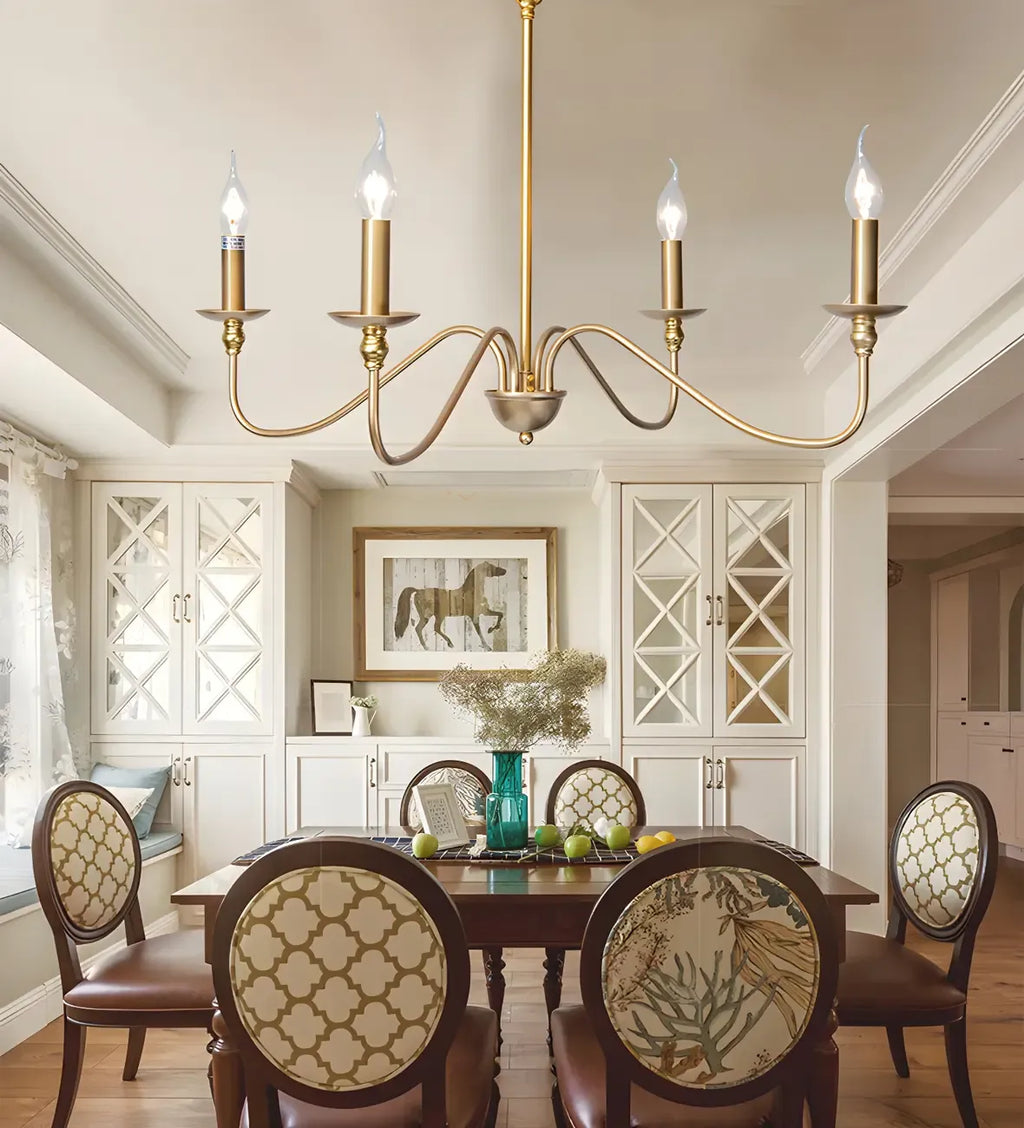 Lustre candélabre classique vintage en métal doré