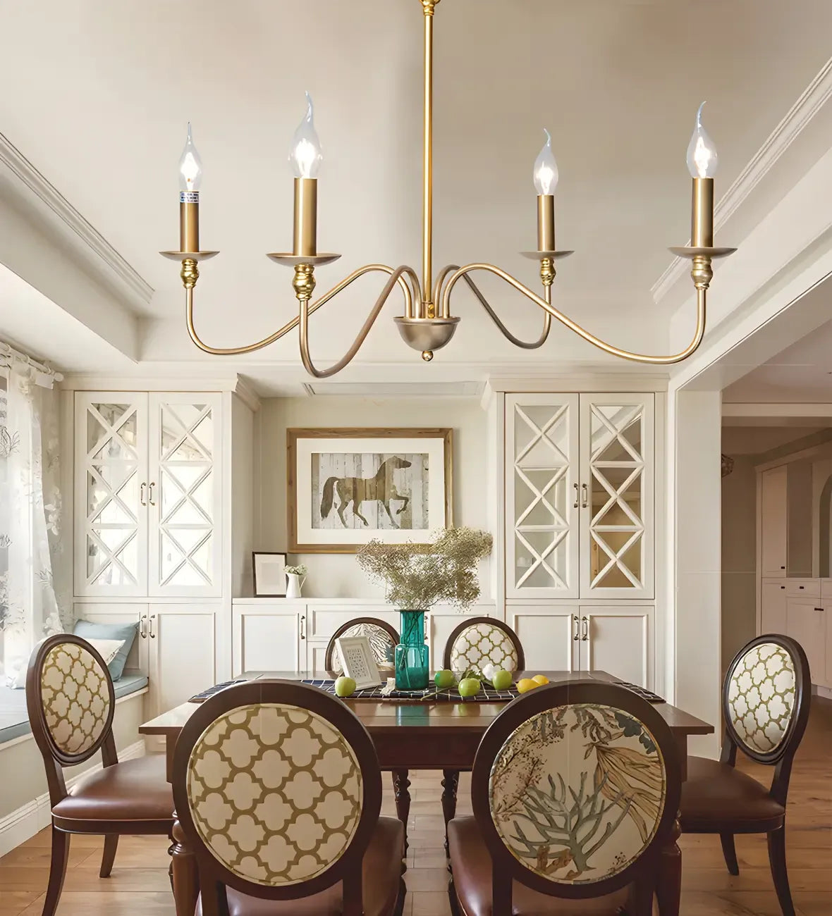 Lustre candélabre classique vintage en métal doré