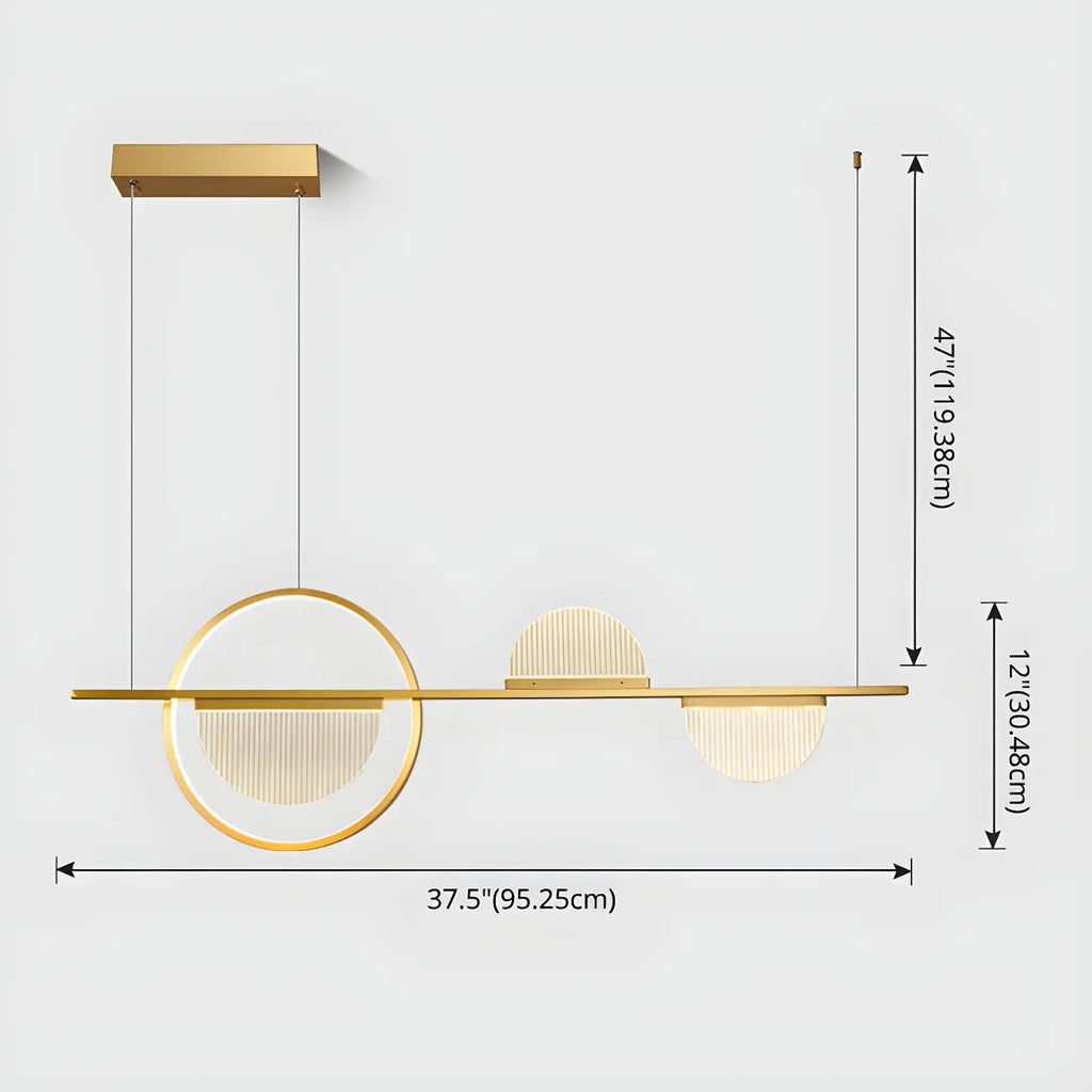 Suspension îlot moderne en laiton semi-circulaire