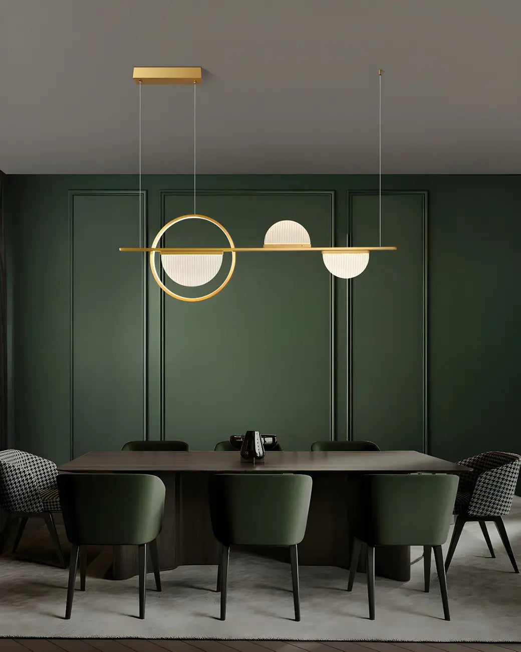 Suspension îlot moderne en laiton semi-circulaire