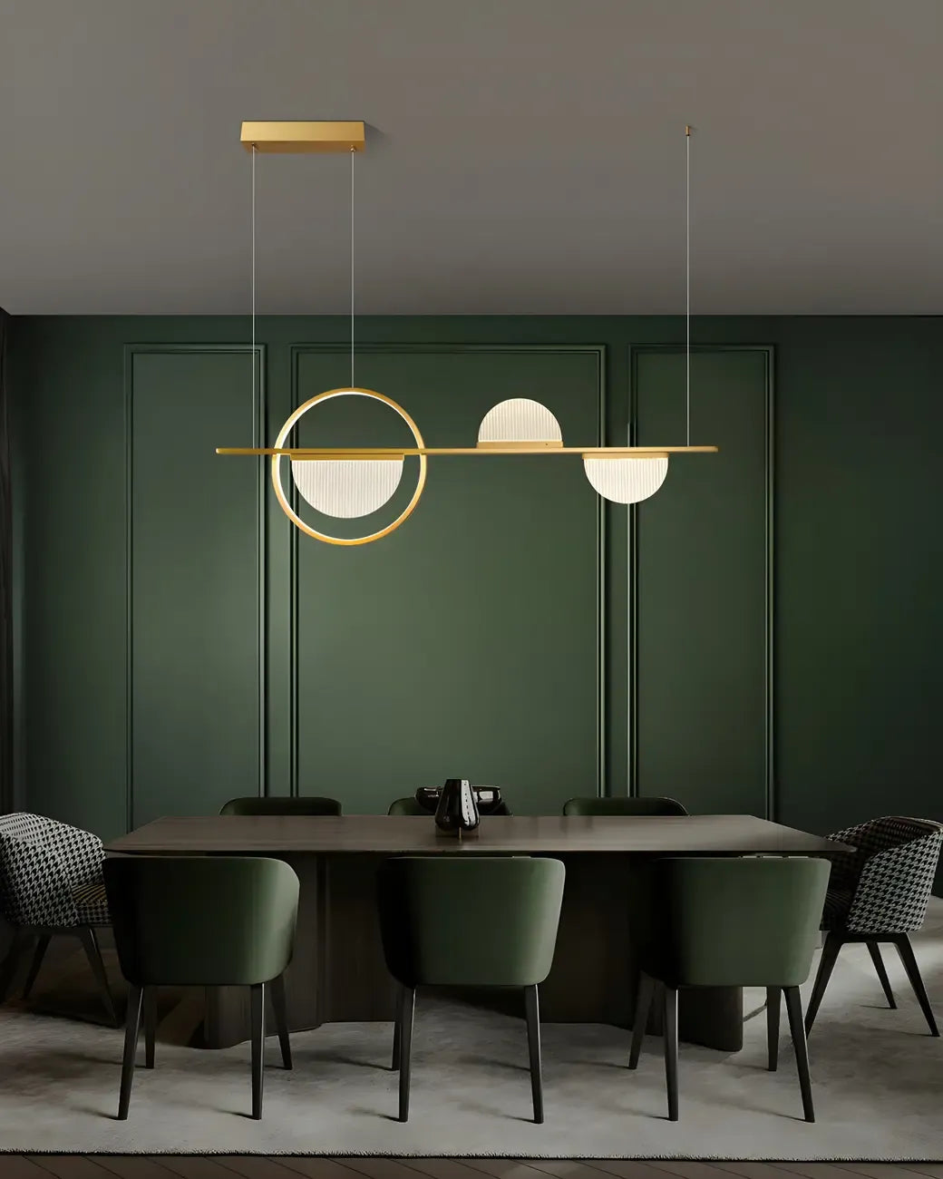 Suspension îlot moderne en laiton semi-circulaire