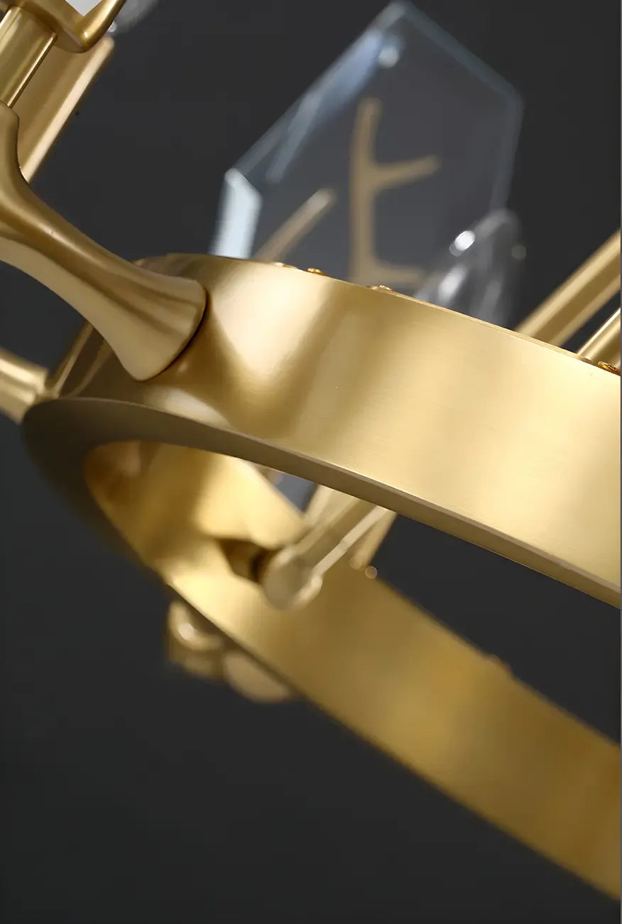 Lustre rond en verre à branches dorées nordiques