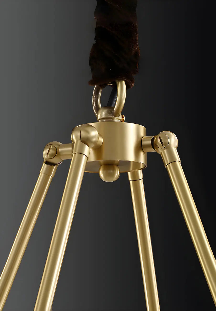 Lustre rond en verre à branches dorées nordiques