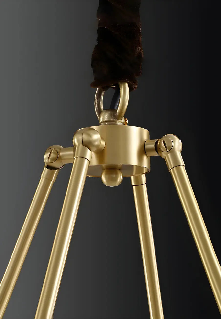 Lustre rond en verre à branches dorées nordiques