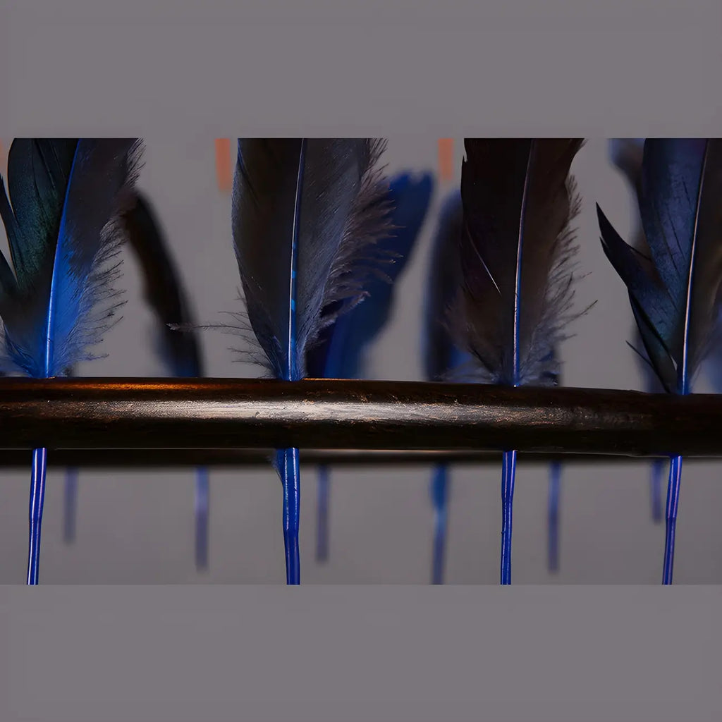 Lustre Art Déco à deux niveaux en forme de cerceau de plumes avec chaîne réglable