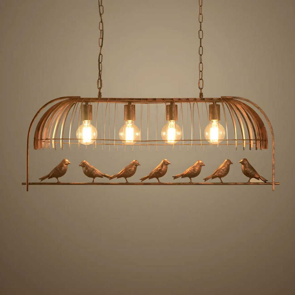 Suspension industrielle en métal en forme de cage à oiseaux pour îlot de cuisine