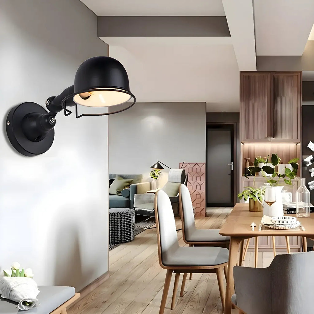 Applique murale industrielle noire à dôme de 12 pouces avec bras réglable
