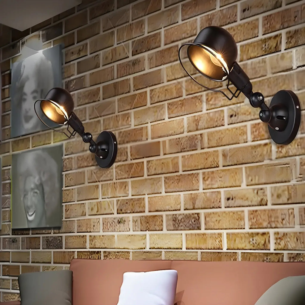 Applique murale industrielle noire à dôme de 12 pouces avec bras réglable