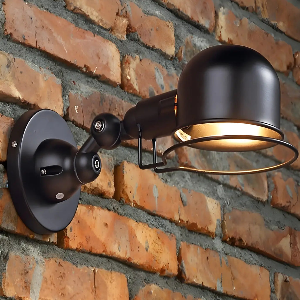 Applique murale industrielle noire à dôme de 12 pouces avec bras réglable