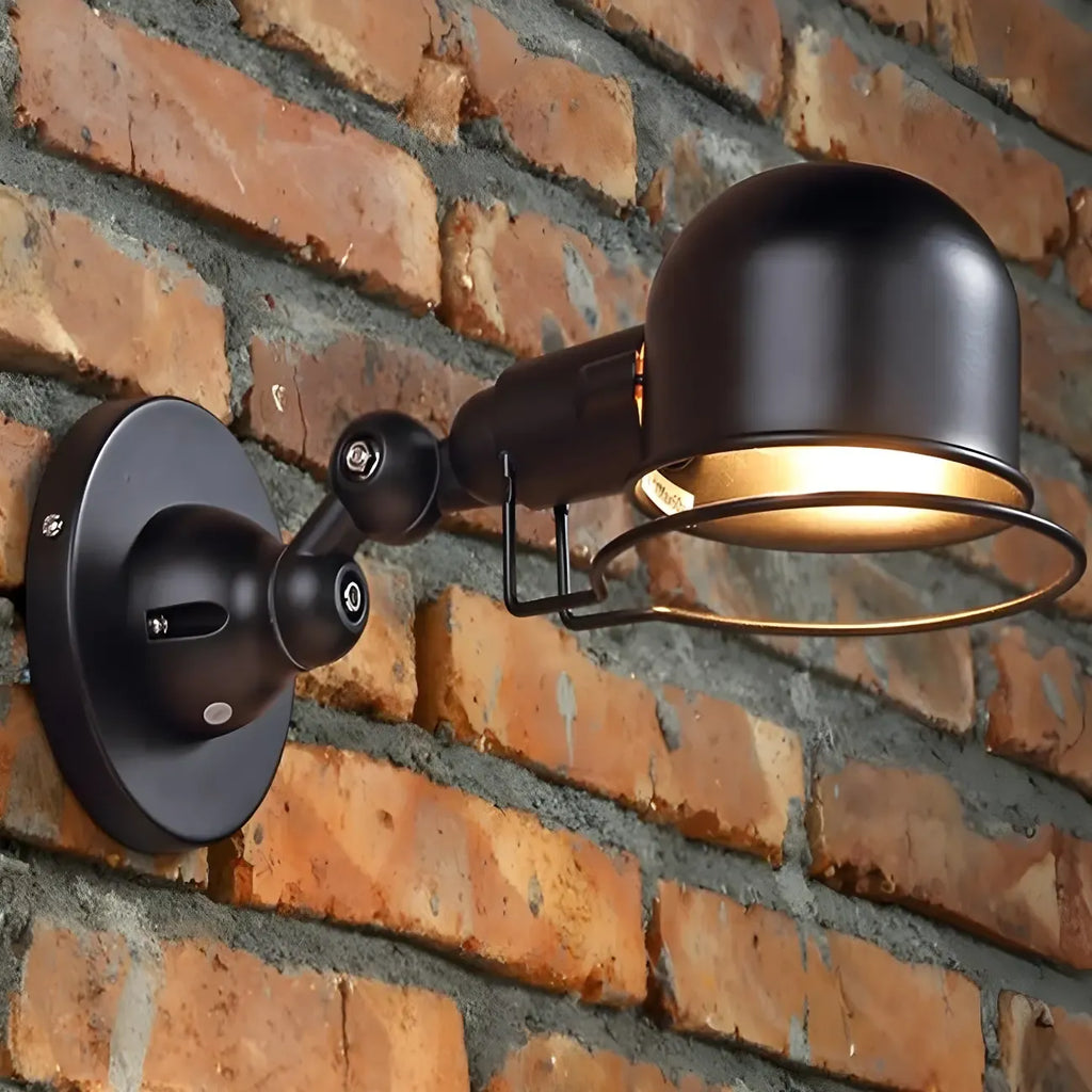 Applique murale industrielle noire à dôme de 12 pouces avec bras réglable