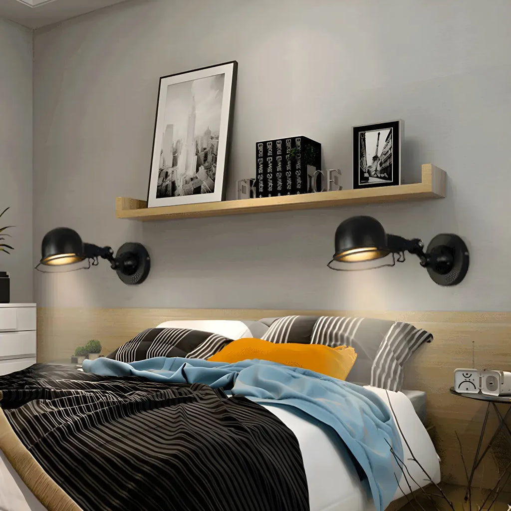 Applique murale industrielle noire à dôme de 12 pouces avec bras réglable