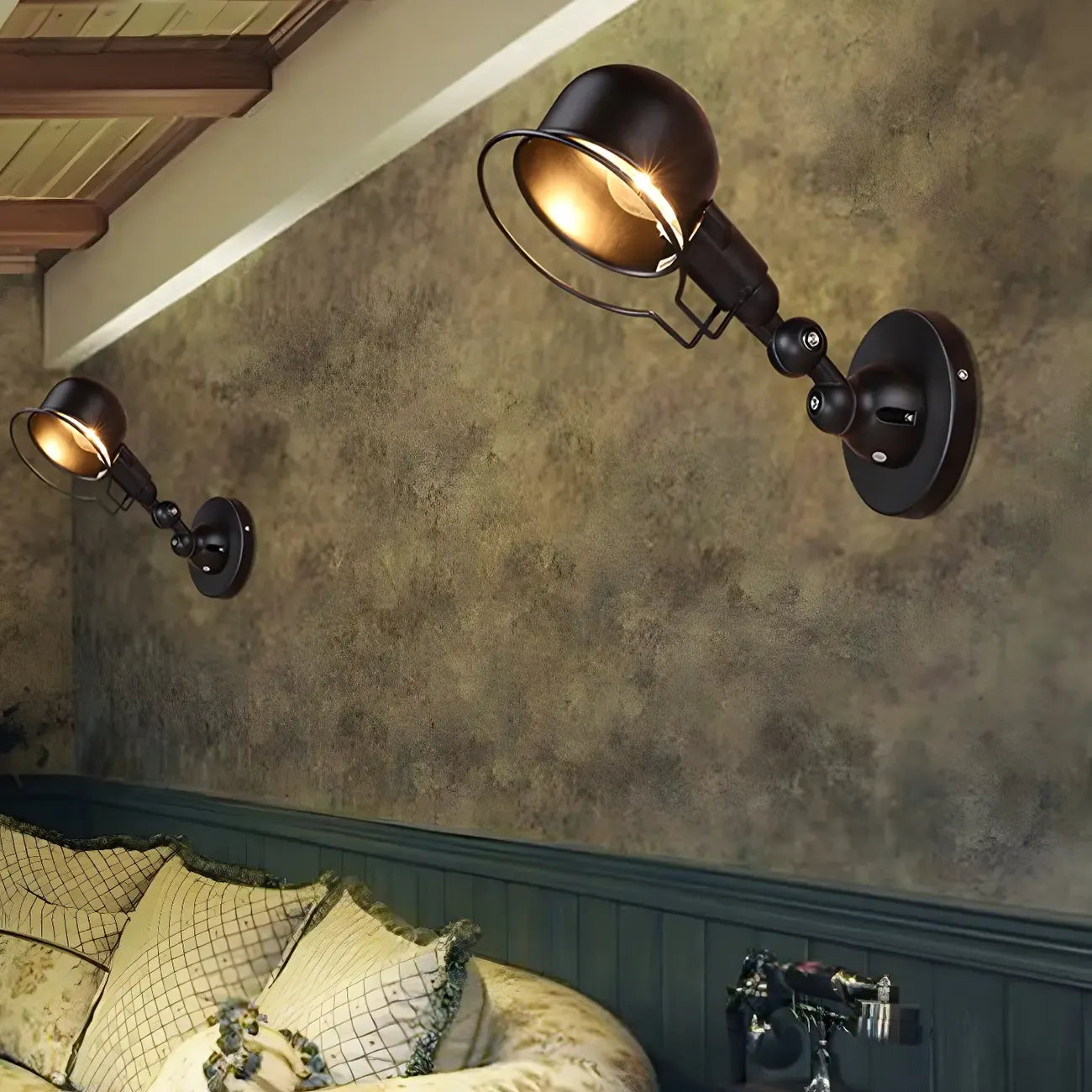 Applique murale industrielle noire à dôme de 12 pouces avec bras réglable