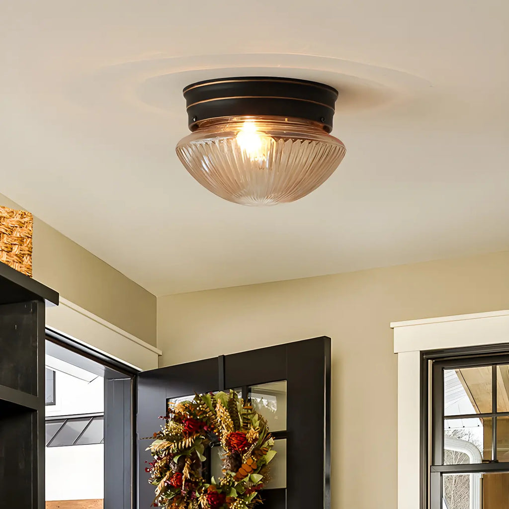 Plafonnier LED encastré en verre ambré bronze classique