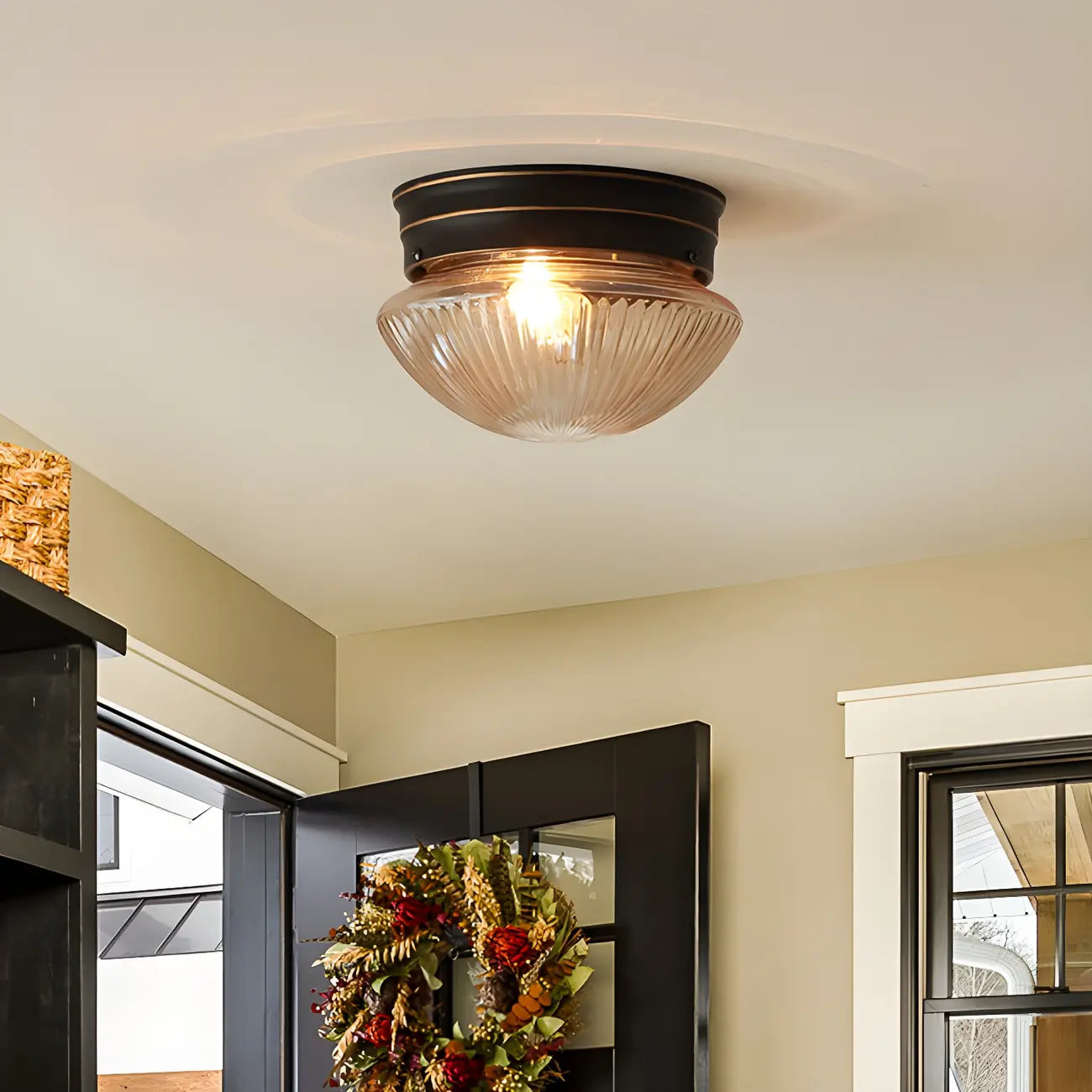 Plafonnier LED encastré en verre ambré bronze classique