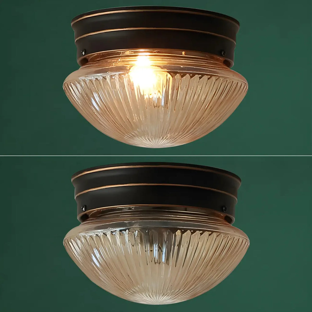 Plafonnier LED encastré en verre ambré bronze classique