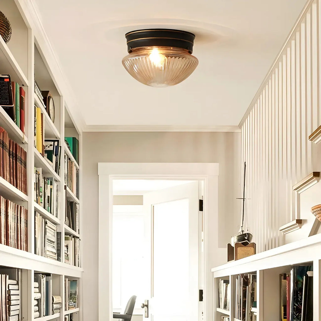 Plafonnier LED encastré en verre ambré bronze classique