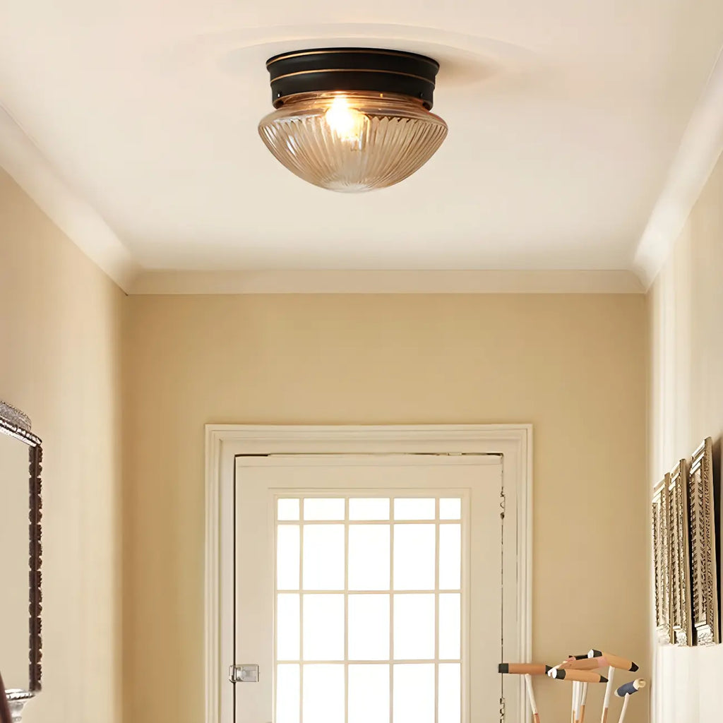 Plafonnier LED encastré en verre ambré bronze classique