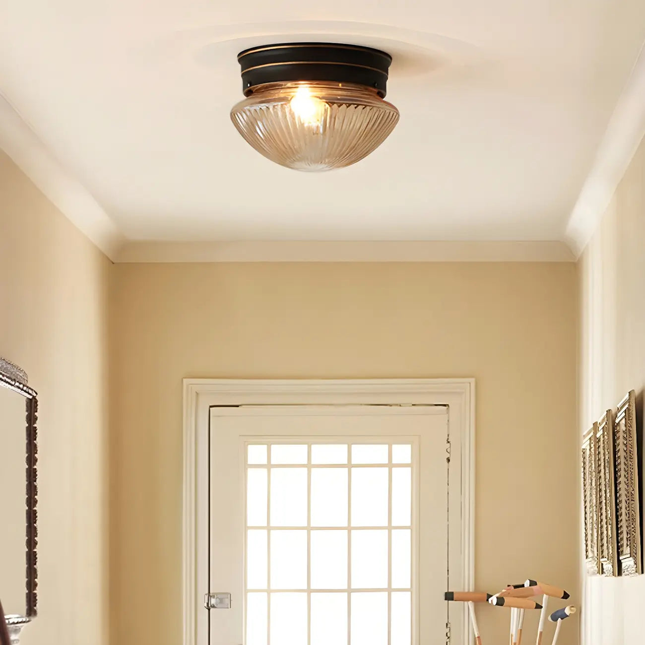 Plafonnier LED encastré en verre ambré bronze classique