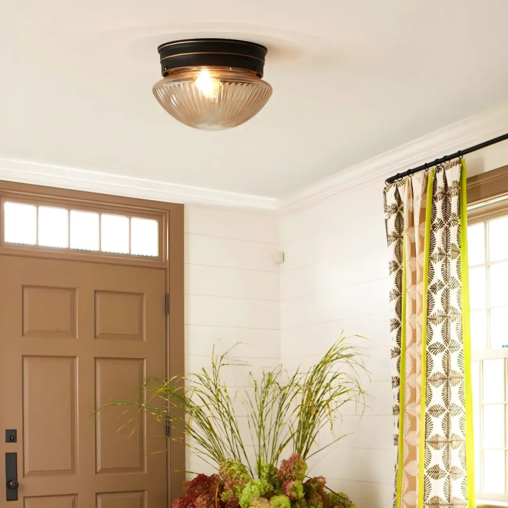 Plafonnier LED encastré en verre ambré bronze classique