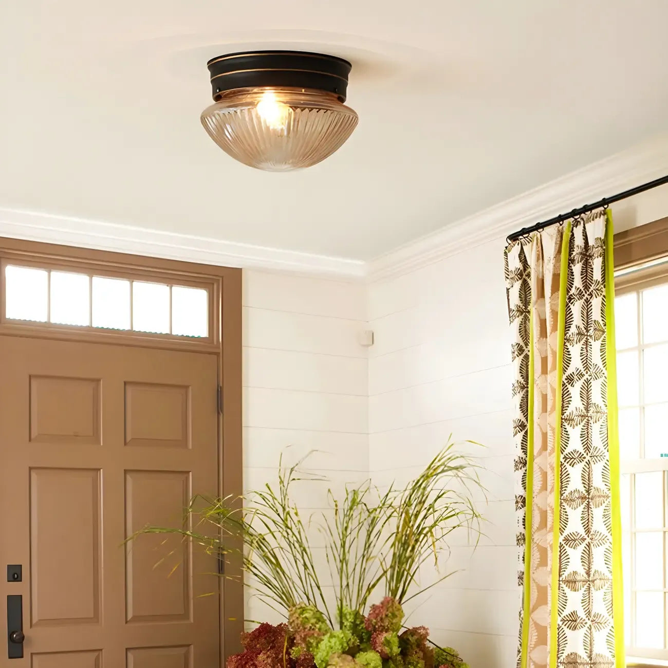 Plafonnier LED encastré en verre ambré bronze classique