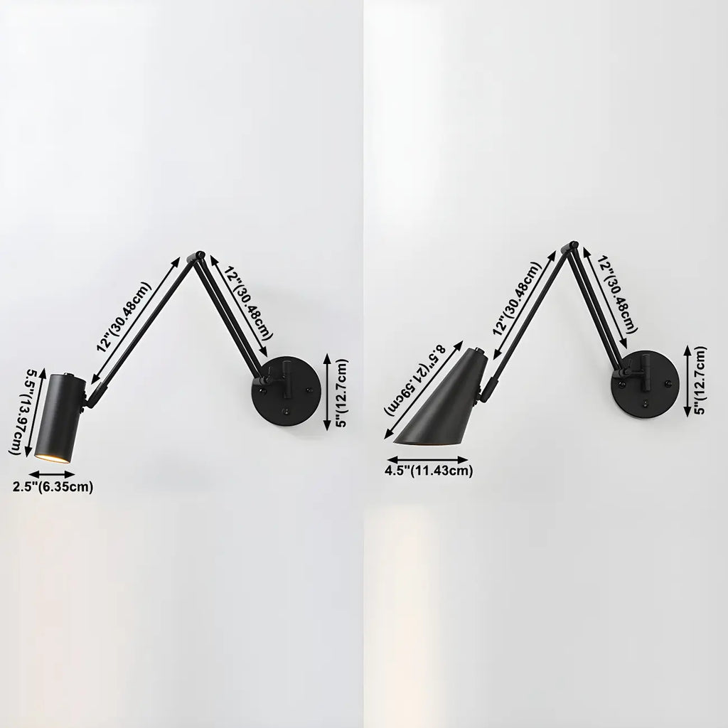 Applique murale élégante et profilée en métal à bras articulé