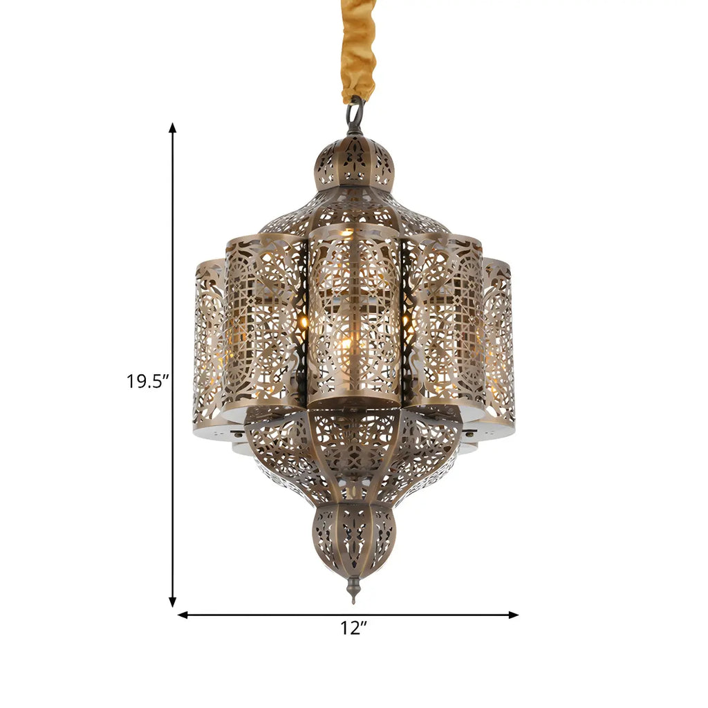 Mini lustre-lanterne en laiton squelette marocain