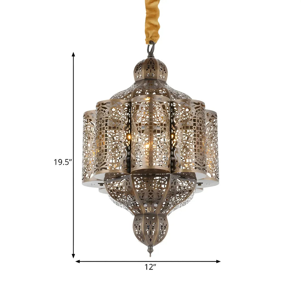 Mini lustre-lanterne en laiton squelette marocain