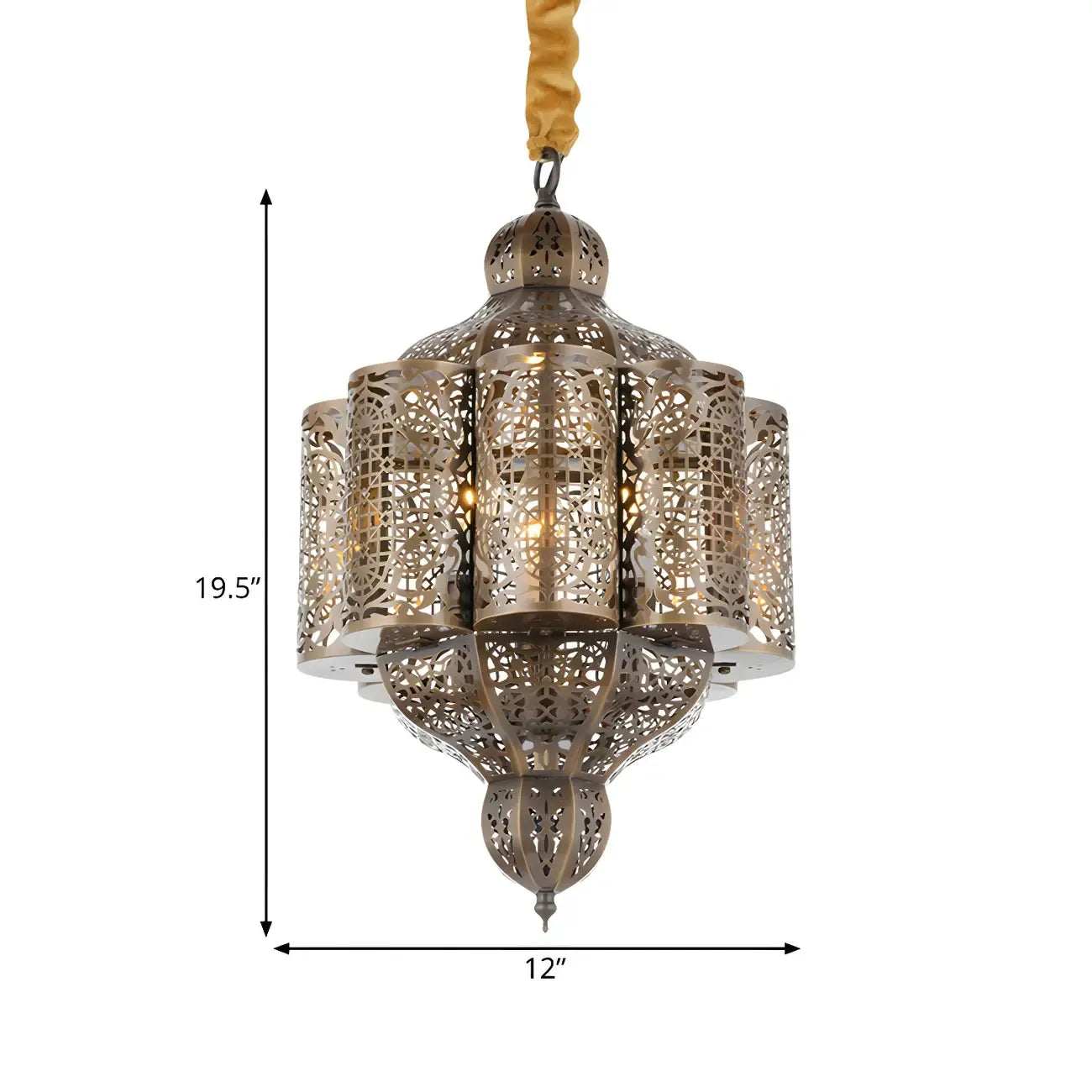 Mini lustre-lanterne en laiton squelette marocain