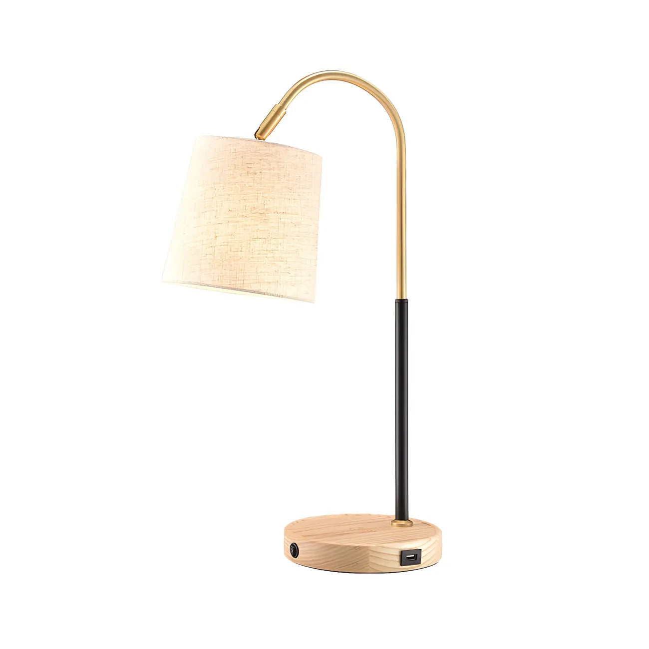 Lampe de table orientale en bois arqué et tissu, style tonneau, pour chambre à coucher