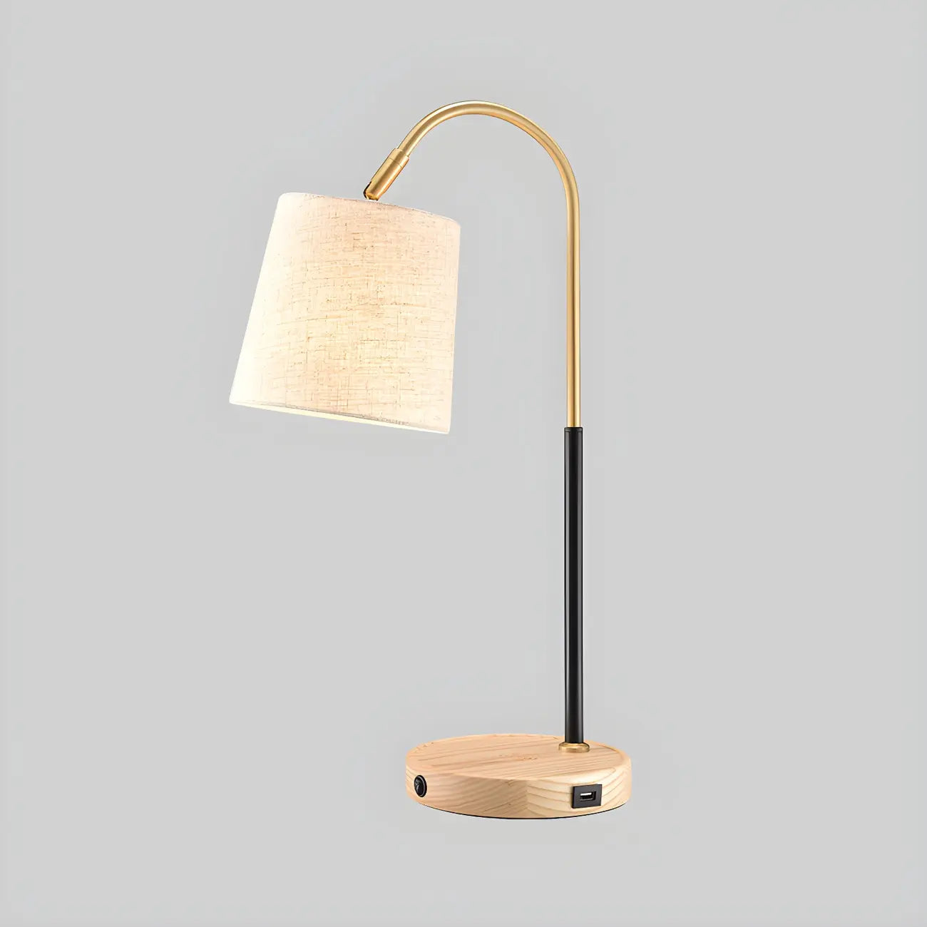 Lampe de table orientale en bois arqué et tissu, style tonneau, pour chambre à coucher