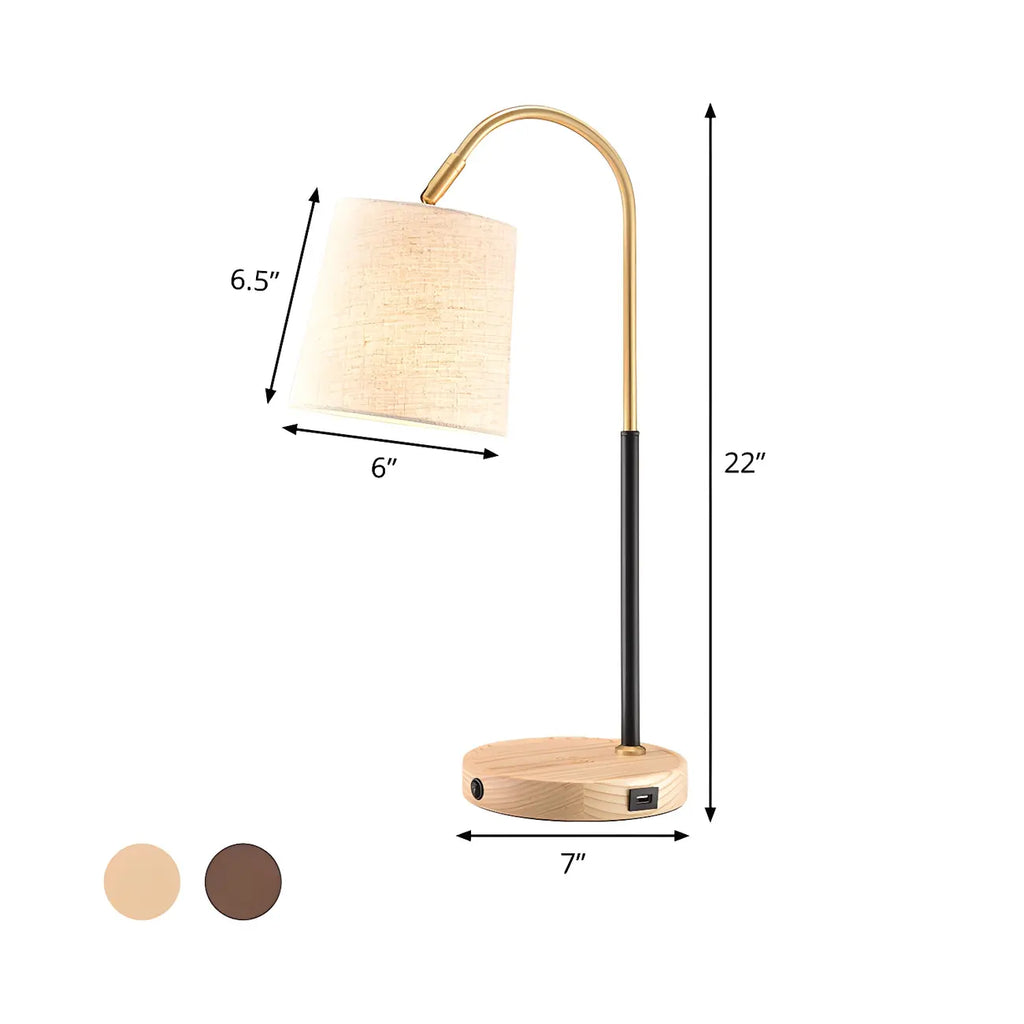 Lampe de table orientale en bois arqué et tissu, style tonneau, pour chambre à coucher