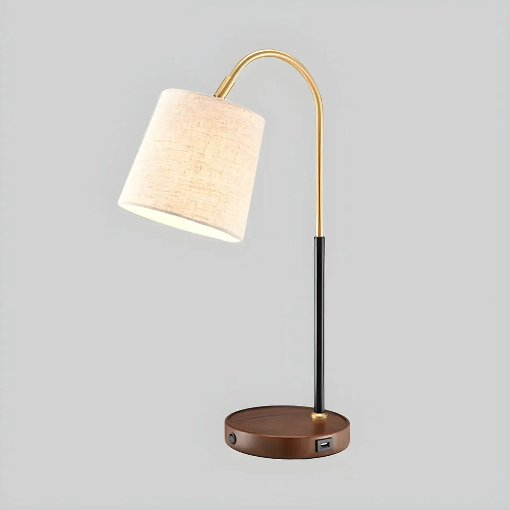 Lampe de table orientale en bois arqué et tissu, style tonneau, pour chambre à coucher
