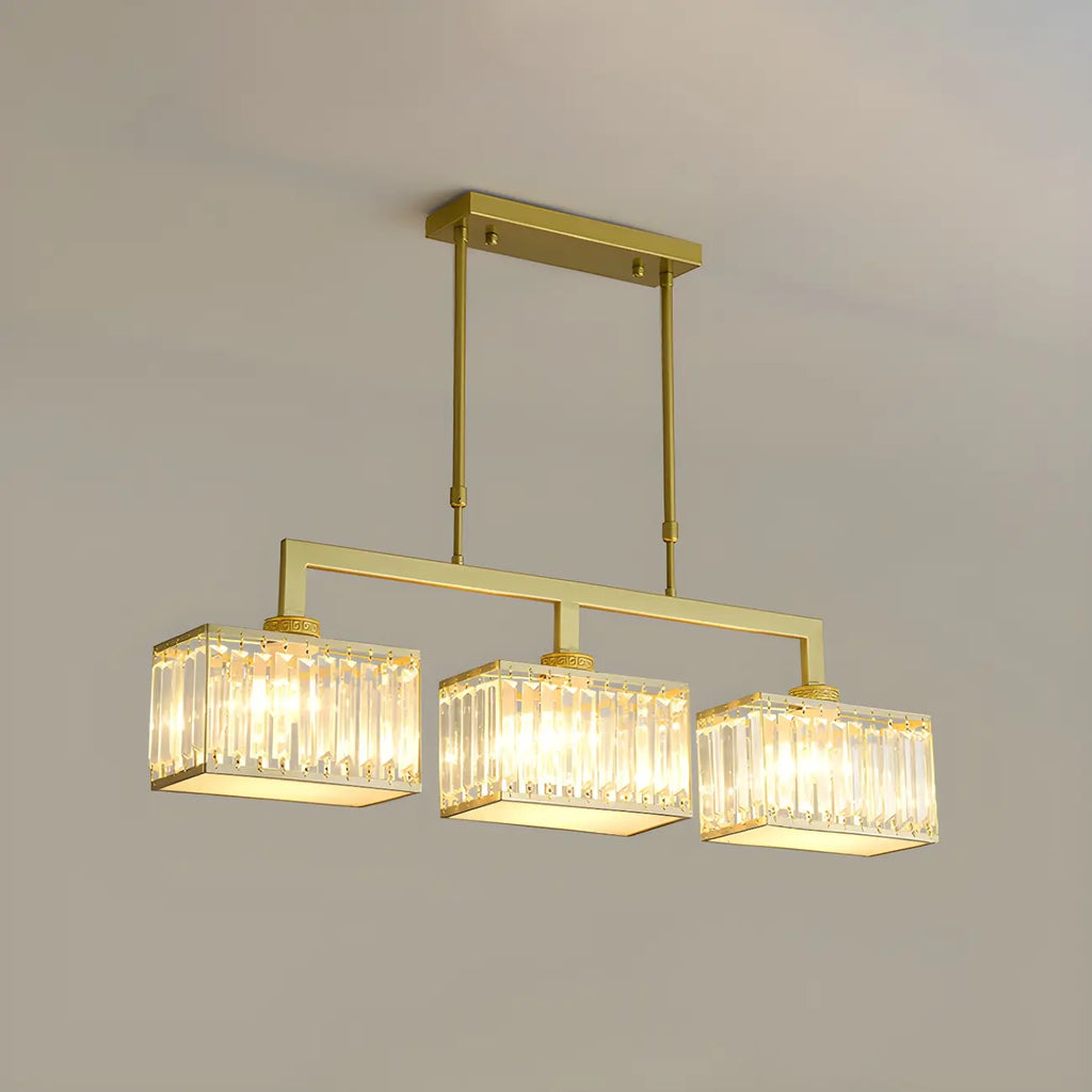 Suspension moderne en cristal doré pour îlot de cuisine