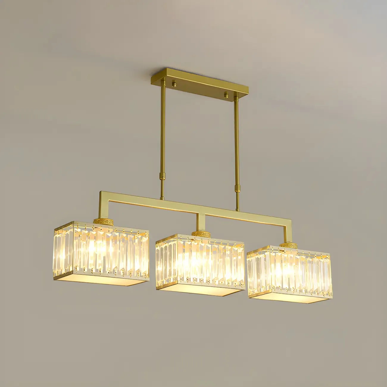 Suspension moderne en cristal doré pour îlot de cuisine