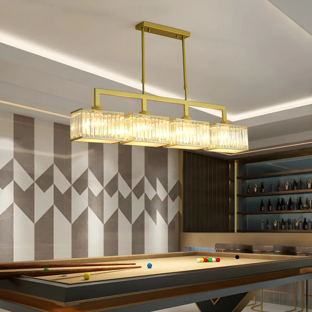 Suspension moderne en cristal doré pour îlot de cuisine