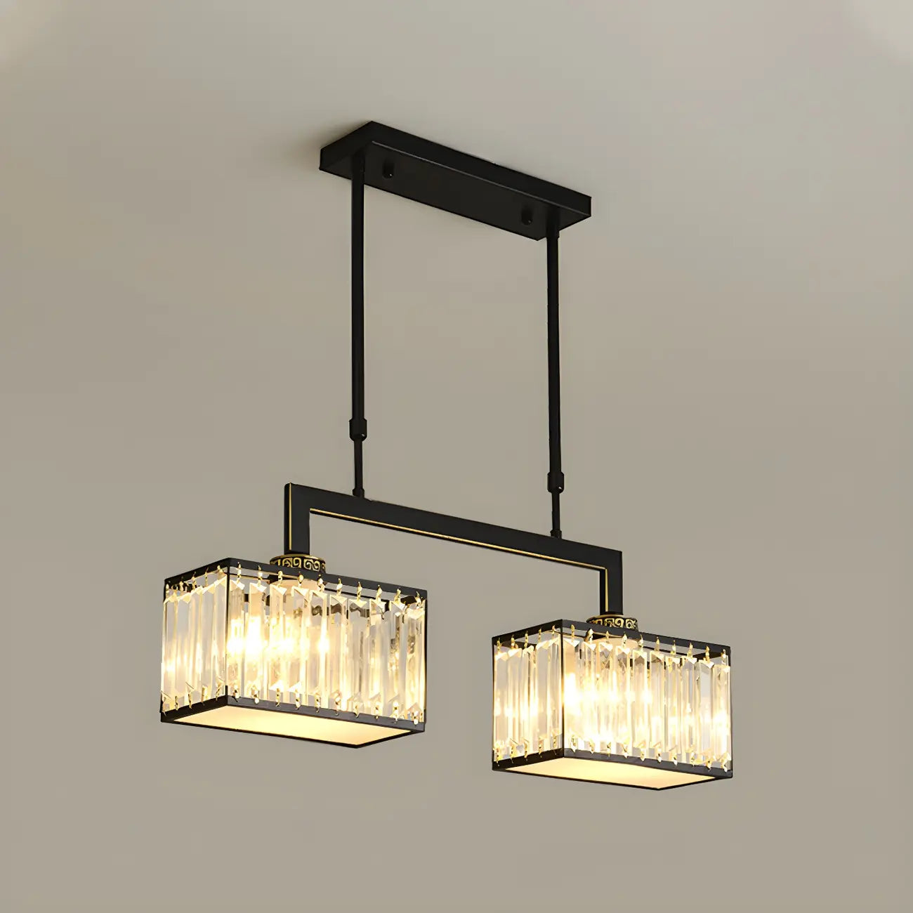 Suspension moderne en cristal doré pour îlot de cuisine