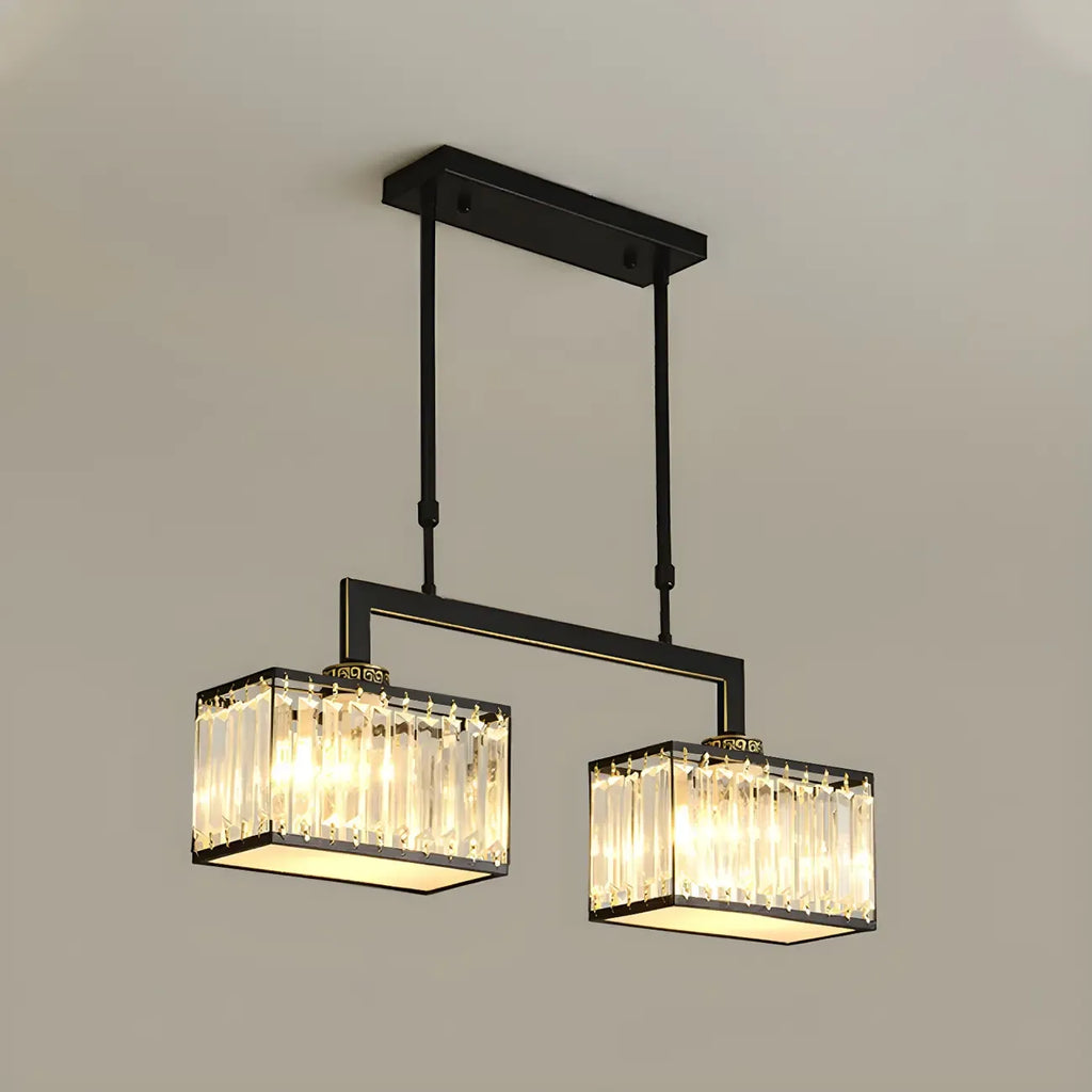 Suspension moderne en cristal doré pour îlot de cuisine