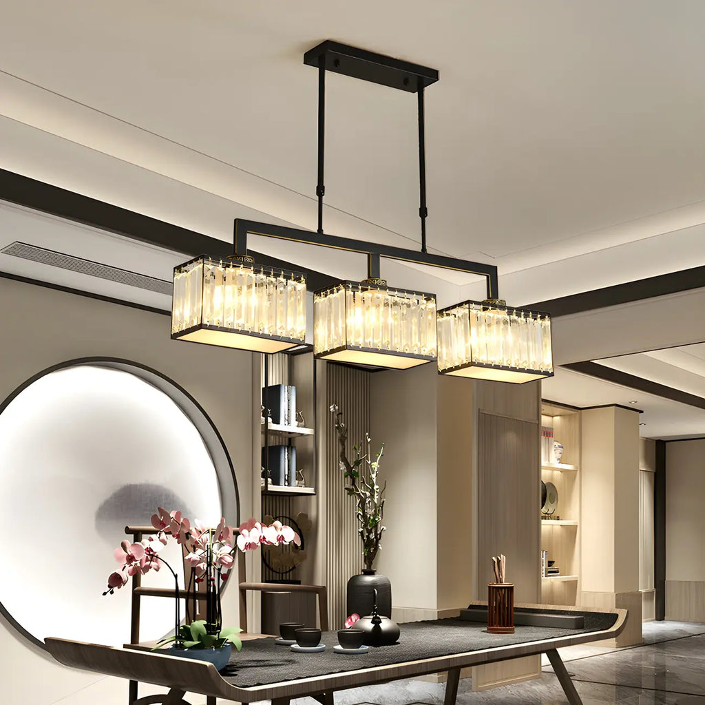 Suspension moderne en cristal doré pour îlot de cuisine